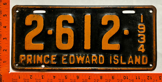 1934 Prince Edward Island #2-612 Passenger License Plate