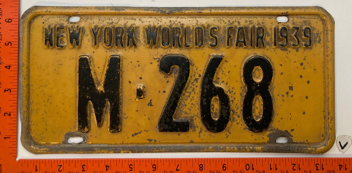 1939 New York #M-268 Passenger License Plate