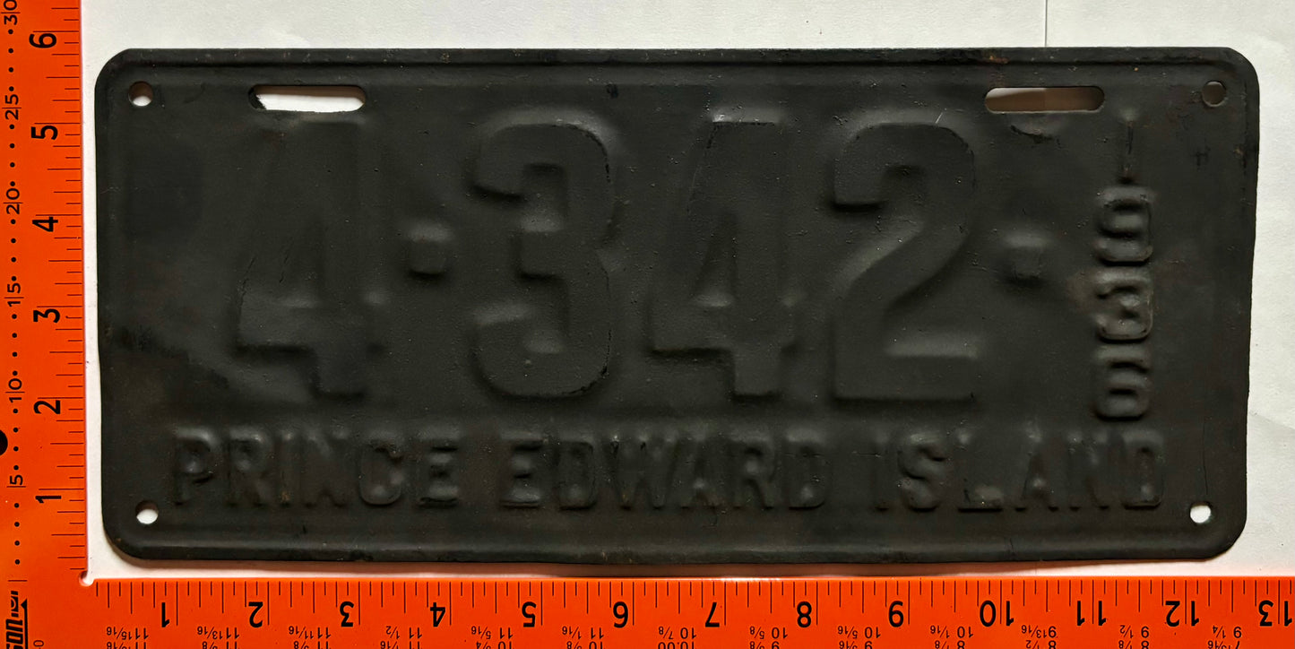 1936 Prince Edward Island #4-342 Passenger License Plate (repaint)