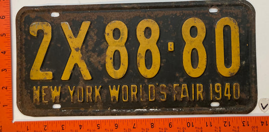 1940 New York #2X 88-80 Passenger License Plate