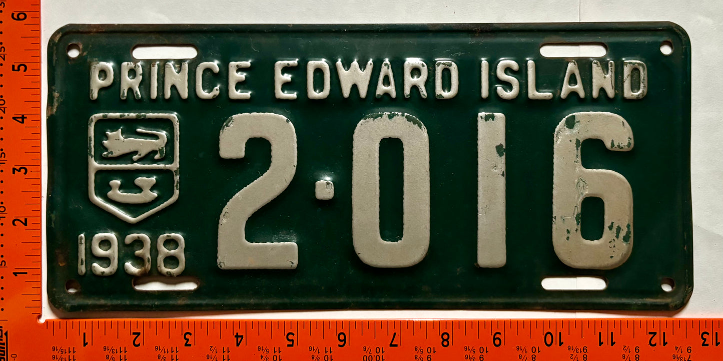 1938 Prince Edward Island #2-016 Passenger License Plate