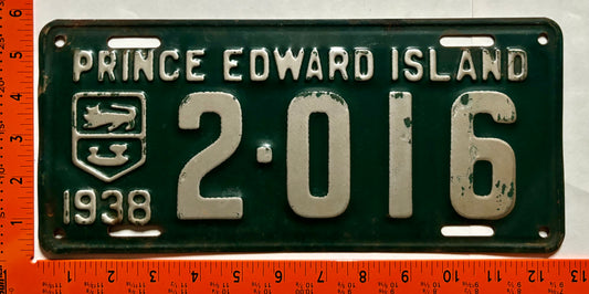 1938 Prince Edward Island #2-016 Passenger License Plate