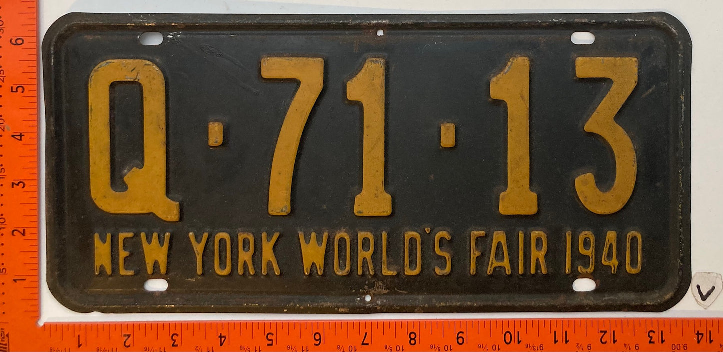 1940 New York #Q-71-13 Passenger License Plate