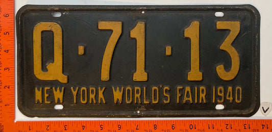 1940 New York #Q-71-13 Passenger License Plate