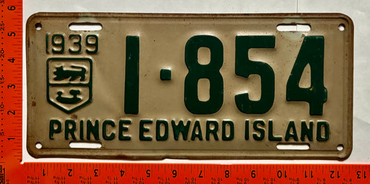 1939 Prince Edward Island #1-854 Passenger License Plate