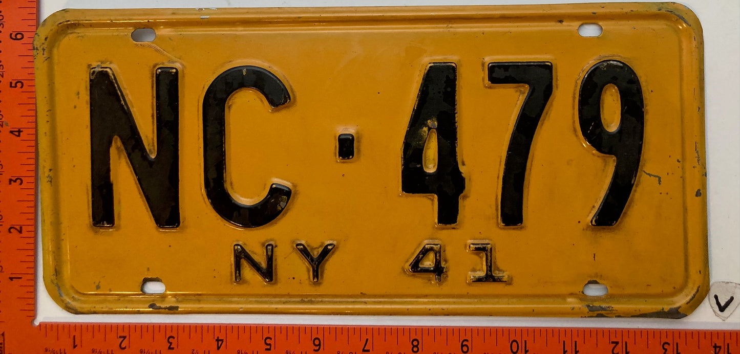 1941 New York #NC-479 Passenger License Plate
