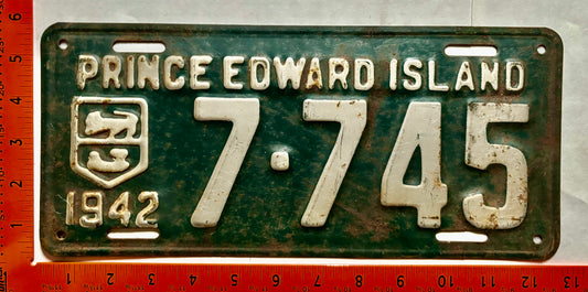 1942 Prince Edward Island #7-745 Passenger License Plate
