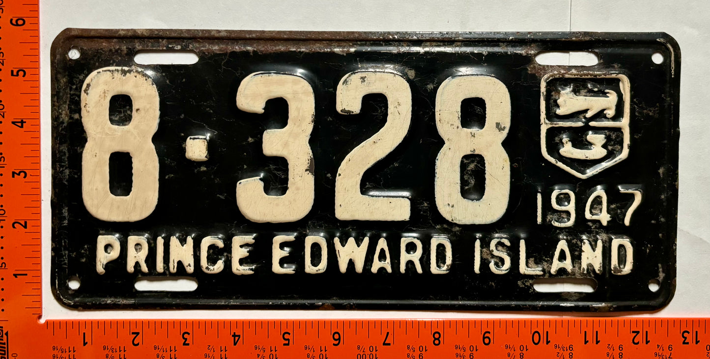 1947 Prince Edward Island #8-328 Passenger License Plate