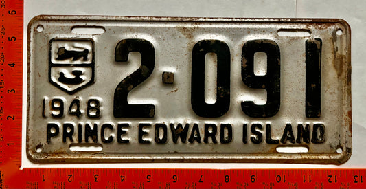 1948 Prince Edward Island #2-091 Passenger License Plate