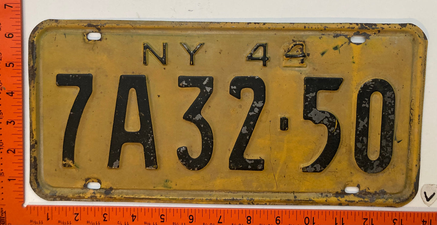 1944 New York #7A32-50 Passenger License Plate