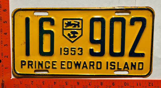 1953 Prince Edward Island #16 902 Passenger License Plate