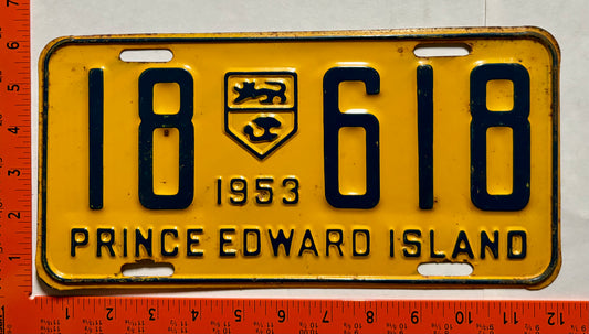 1953 Prince Edward Island #18 618 Passenger License Plate