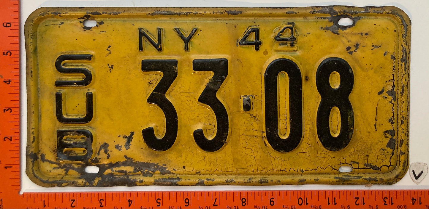 1944 New York #33-08 Suburban License Plate