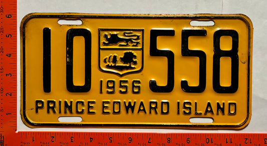 1956 Prince Edward Island #10 558 Passenger License Plate