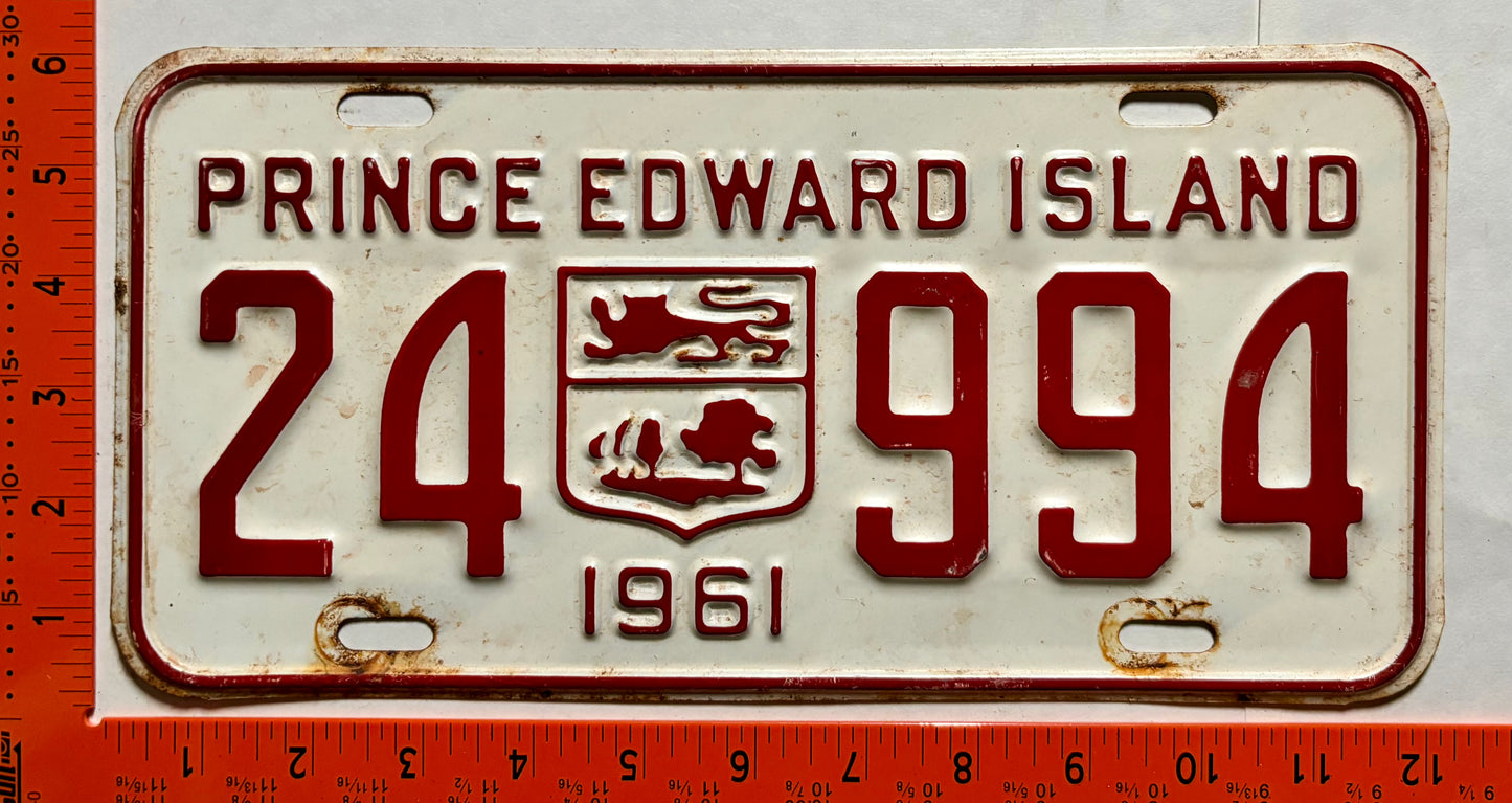 1961 Prince Edward Island #24 994 Passenger License Plate
