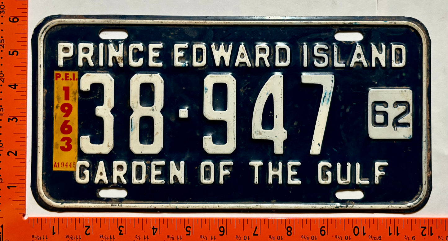 1963 Prince Edward Island #38-947 Passenger License Plate