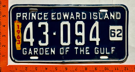 1963 Prince Edward Island #43-094 Passenger License Plate
