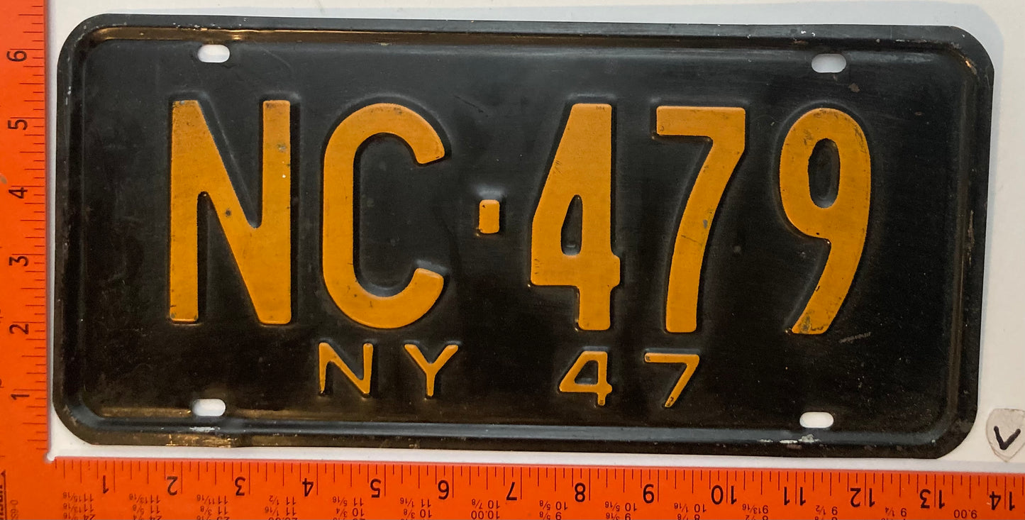 1947 New York #NC-479 Passenger License Plate
