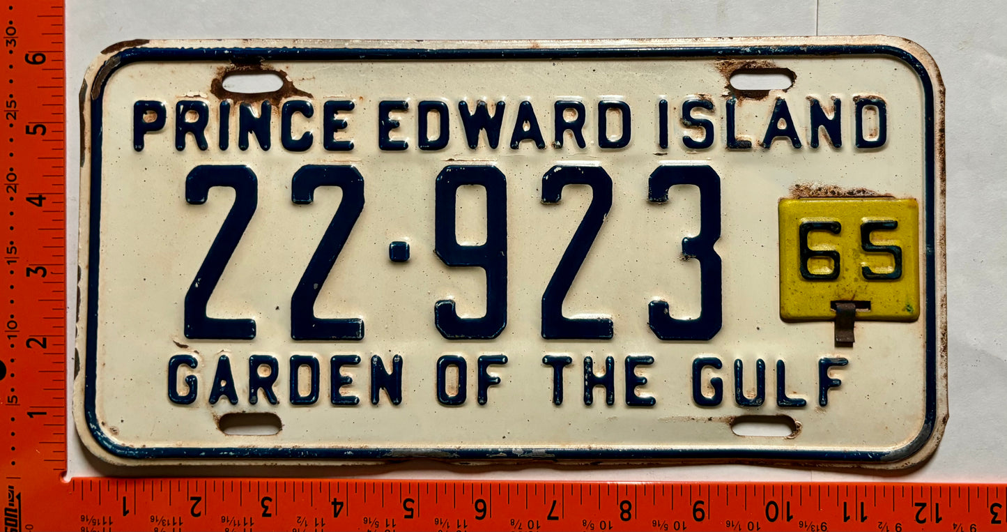1965 Prince Edward Island #22-923 Passenger License Plate