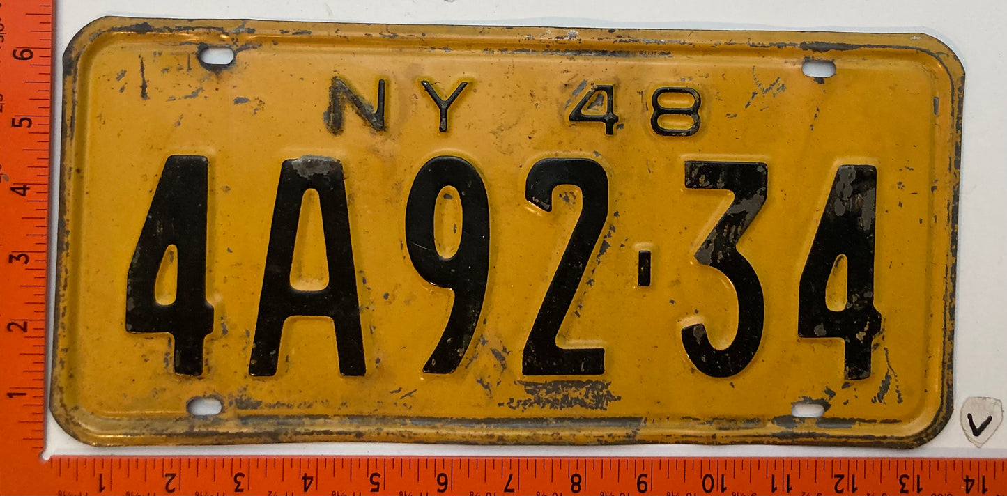 1948 New York #4A92-34 Passenger License Plate