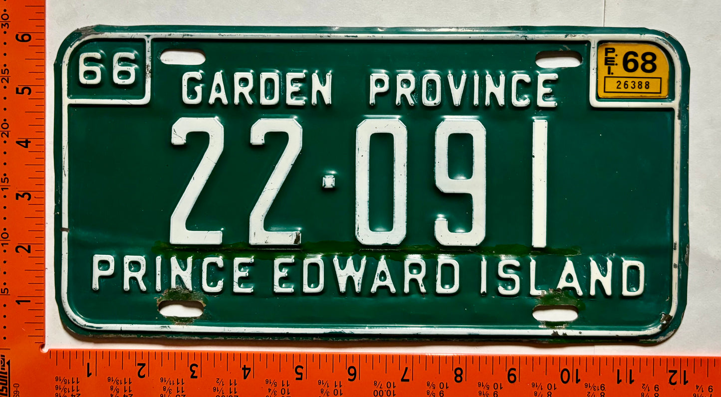 1968 Prince Edward Island #22-091 Passenger License Plate