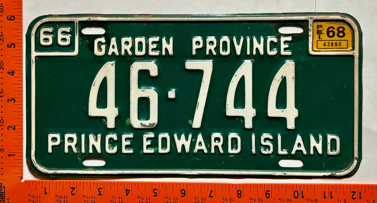 1968 Prince Edward Island #46-744 Passenger License Plate