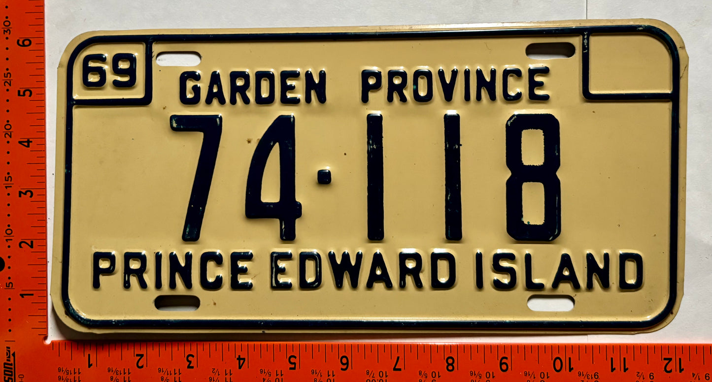 1969 Prince Edward Island #74-118 Passenger License Plate