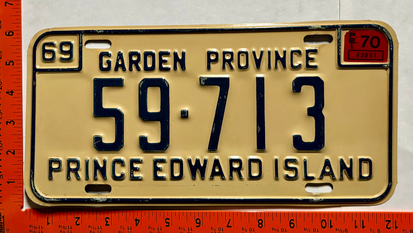 1970 Prince Edward Island #59-713 Passenger License Plate