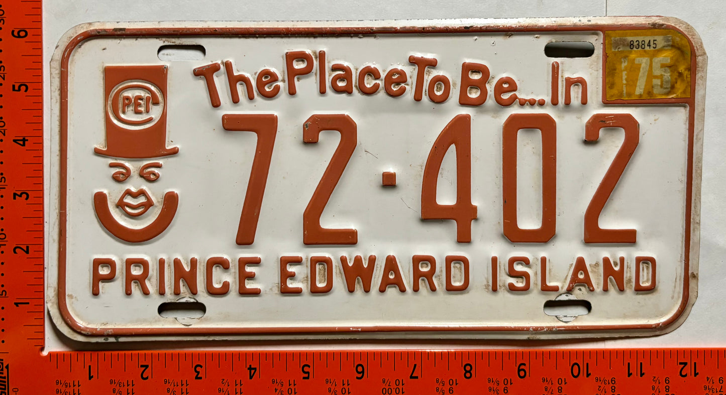 1975 Prince Edward Island #72-402 Passenger License Plate