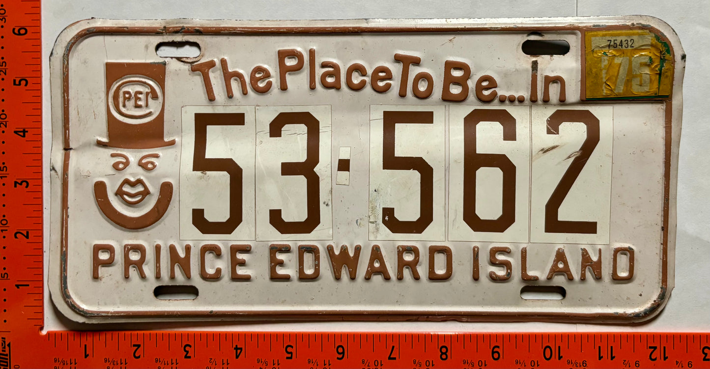 1975 Prince Edward Island #53-562 Passenger Replacement License Plate