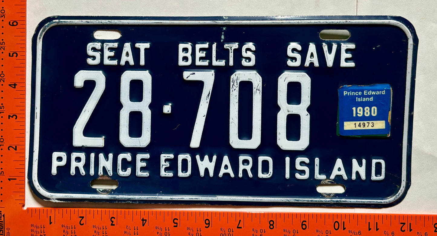 1980 Prince Edward Island #28-708 Passenger License Plate