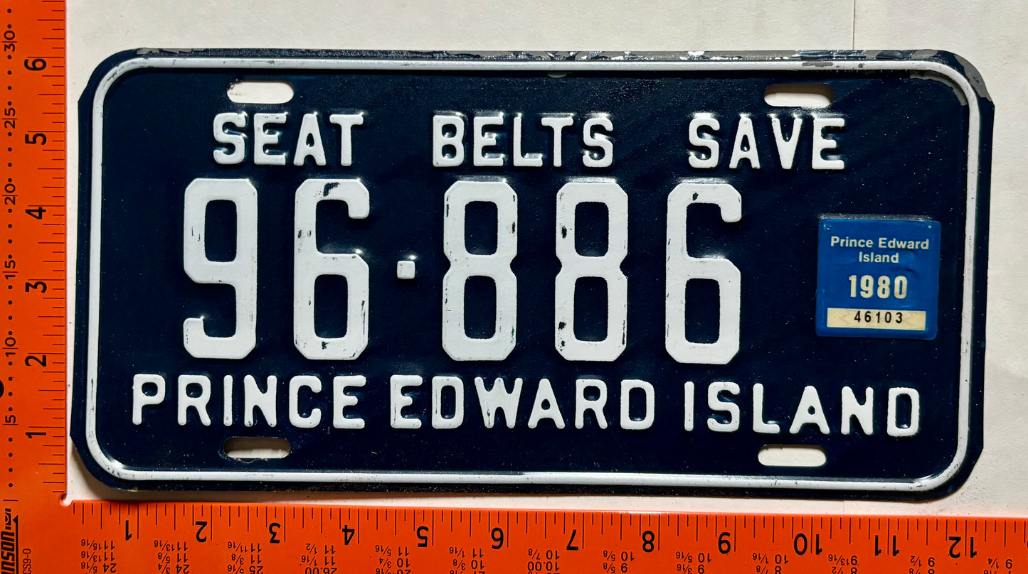 1980 Prince Edward Island #96-886 Passenger License Plate