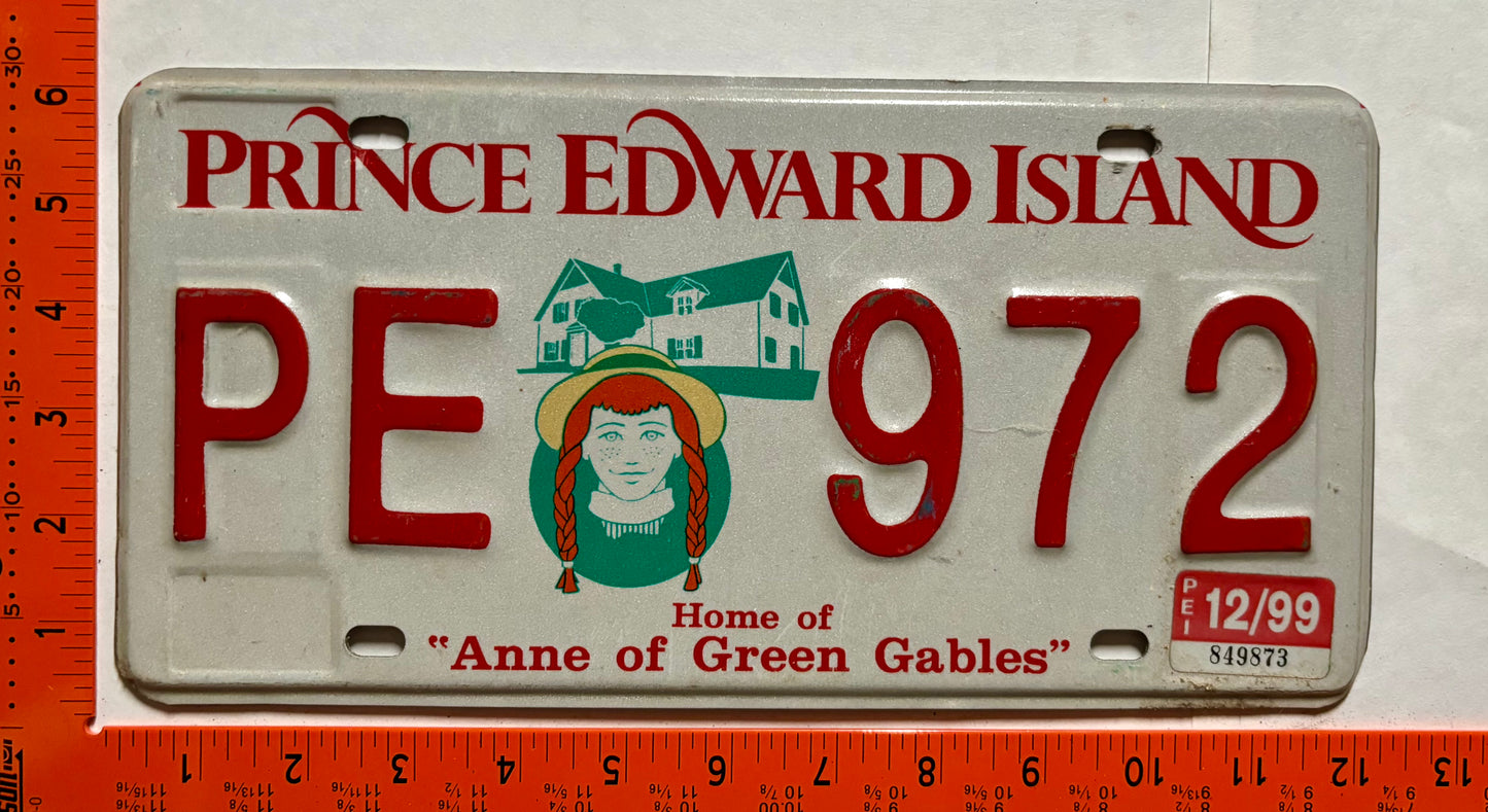 1999 Prince Edward Island #PE 972 Passenger License Plate