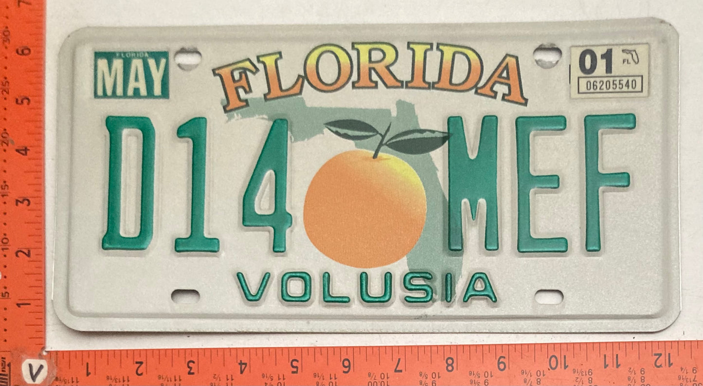 2001 Florida #D14 MEF Passenger License Plate