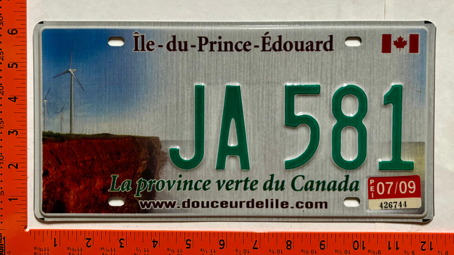 2009 Prince Edward Island #JA 581 Passenger License Plate