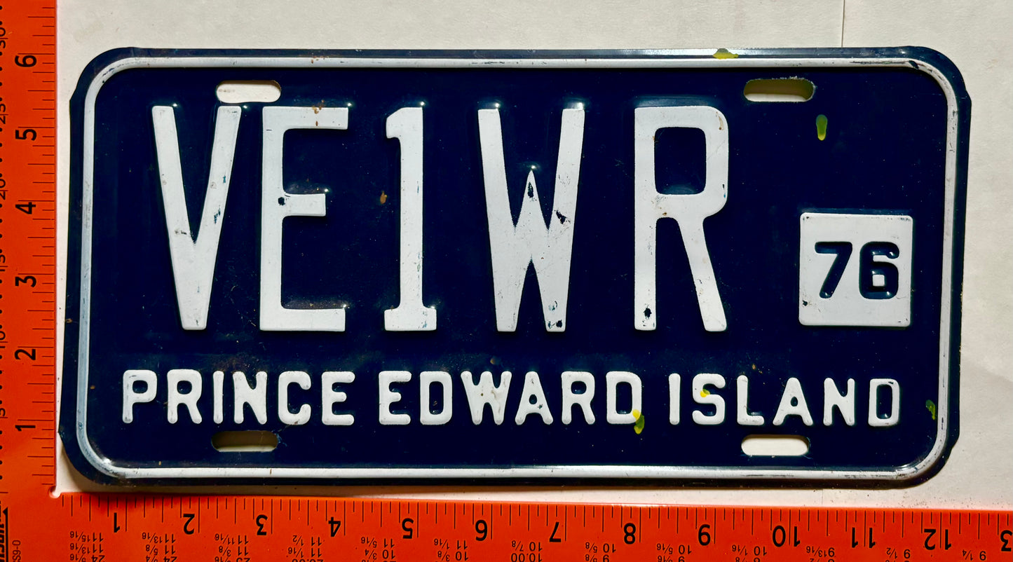 1976 Prince Edward Island #VE1WR Ham Radio License Plate