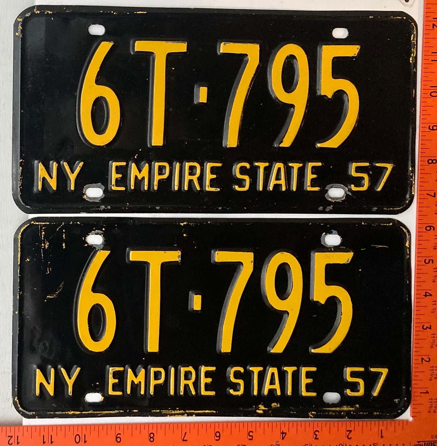 1957 New York #6T-795 Passenger License Plate (Pair)