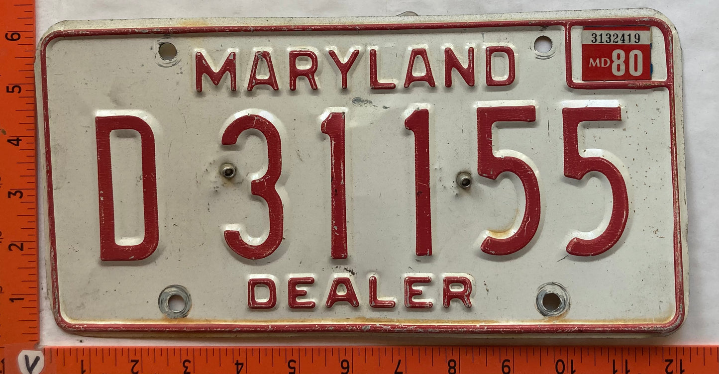 1980 Maryland #D 31155 Dealer License Plate