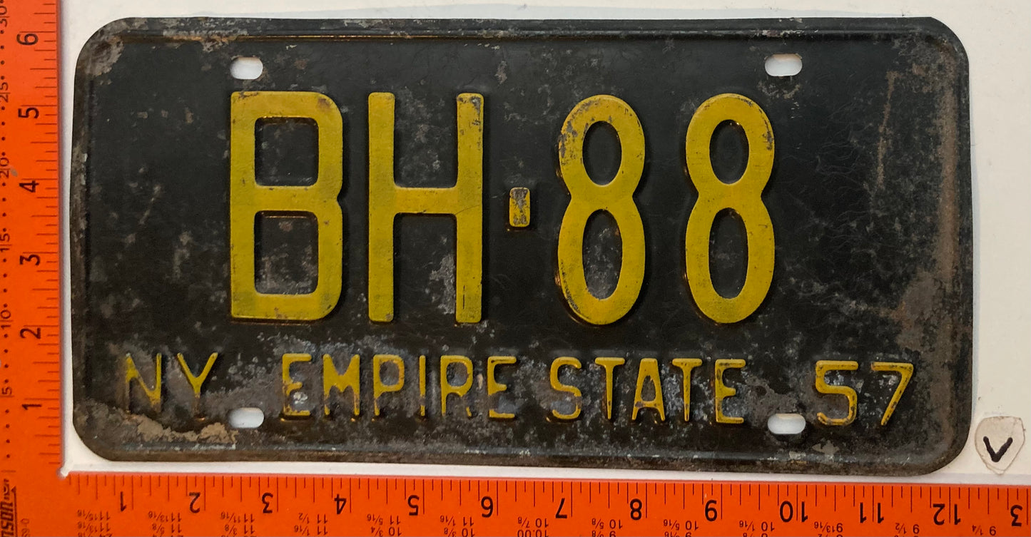 1957 New York #BH-88 Passenger License Plate