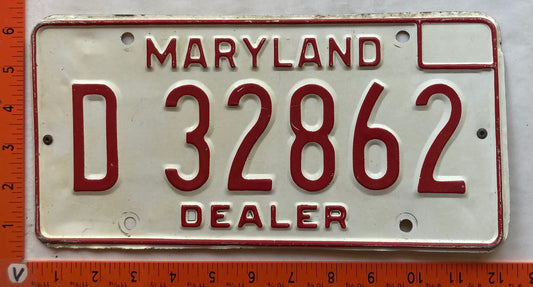 1976 Maryland #D 32862 Dealer License Plate