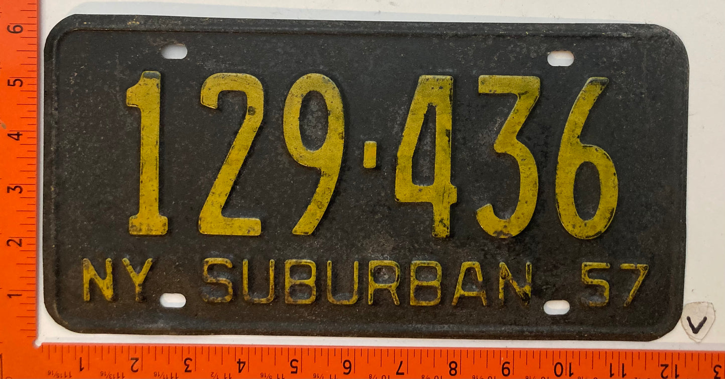 1957 New York #129-436 Suburban License Plate