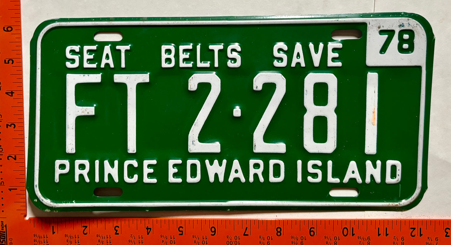1978 Prince Edward Island #FT 2-281 Fire Truck License Plate