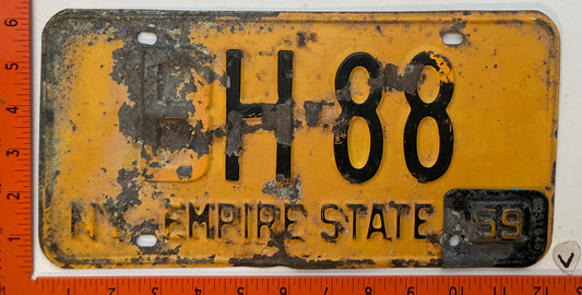 1959 New York #BH-88 Passenger License Plate