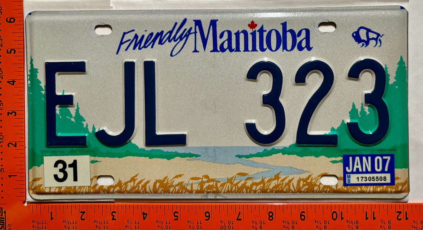 2007 Manitoba #EJL 323 Passenger License Plate