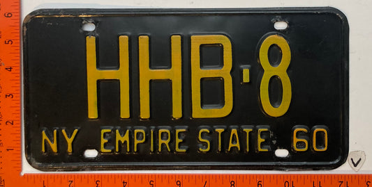 1960 New York #HHB-8 Passenger License Plate
