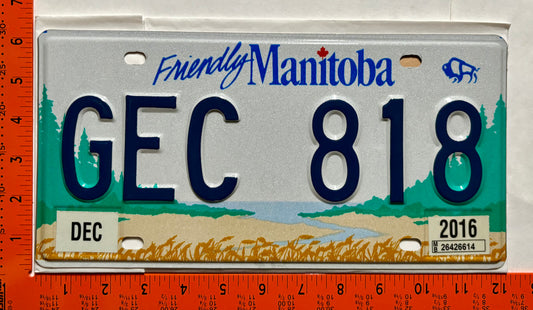 2016 Manitoba #GEC 818 Passenger License Plate
