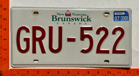 2008 New Brunswick #GRU-522 Passenger License Plate