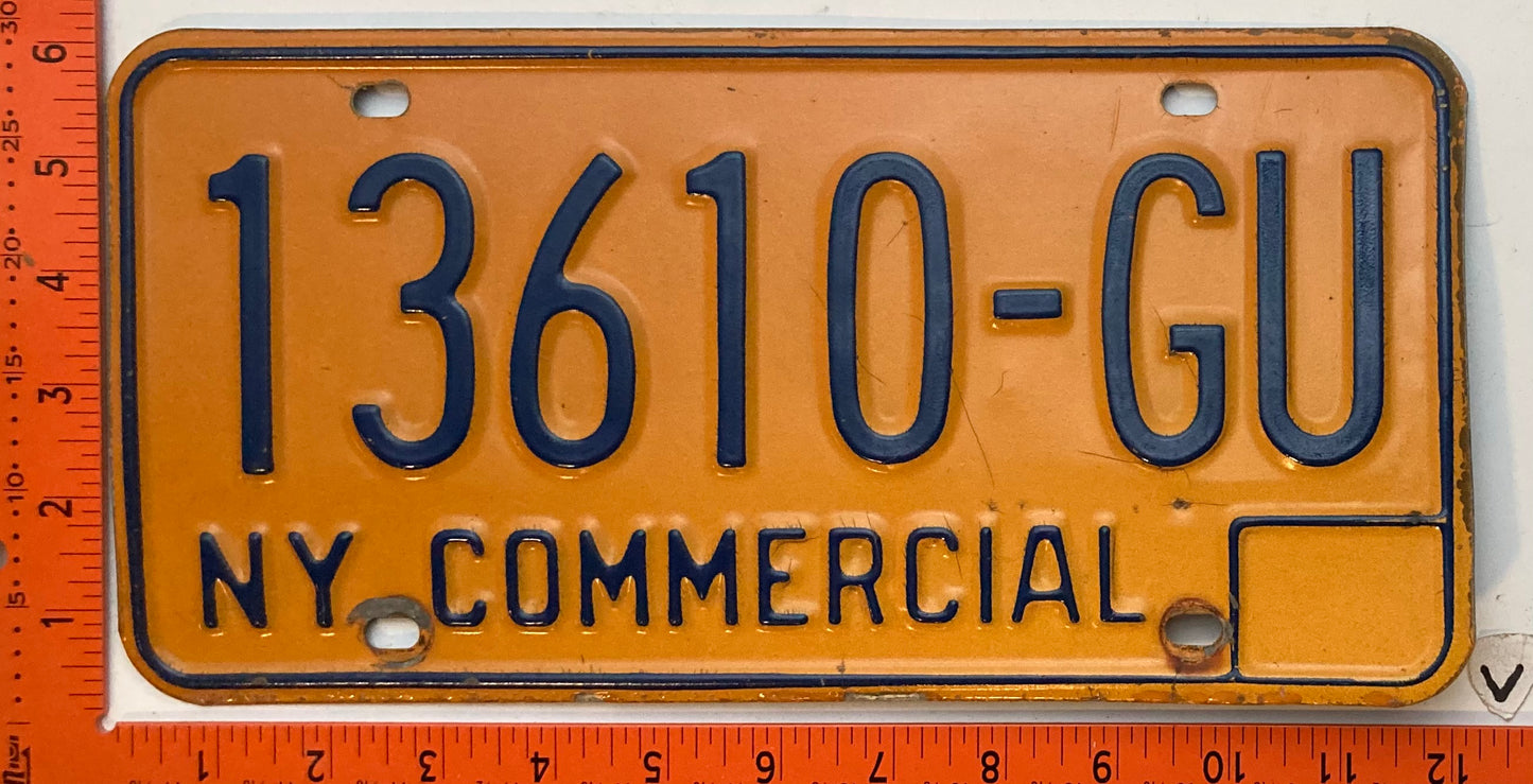 1973 base New York #13610-GU Commercial License Plate