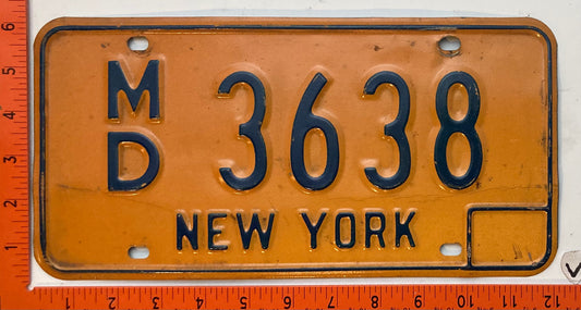 1973 base New York #M/D 3638 Doctor License Plate