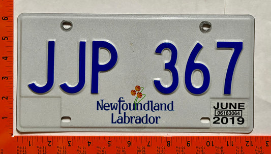 2019 Newfoundland #JJP 367 Passenger License Plate